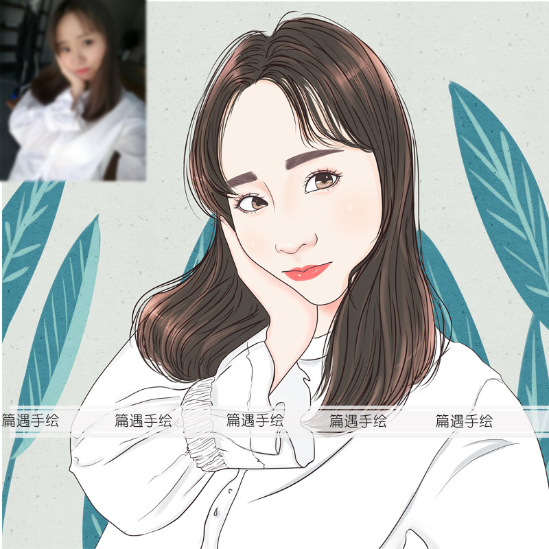 手绘头像真人照片q版日系漫画 超酷黑白卡通人物设计情侣男女微信
