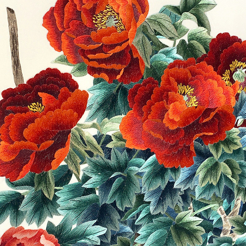 古吴女红纯手工苏州刺绣苏绣成品挂画软裱牡丹工艺品礼品赠锦盒