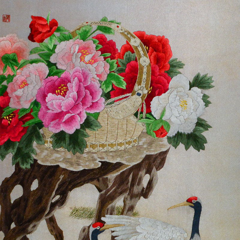 古吴女红苏绣成品挂画客厅装饰画中式手工真丝刺绣苏绣