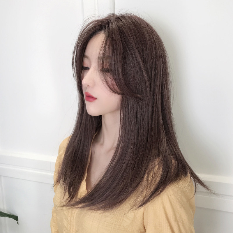 假发女中长发短发 中分圆脸头套式长直发 仿真气质锁骨发自然蓬松