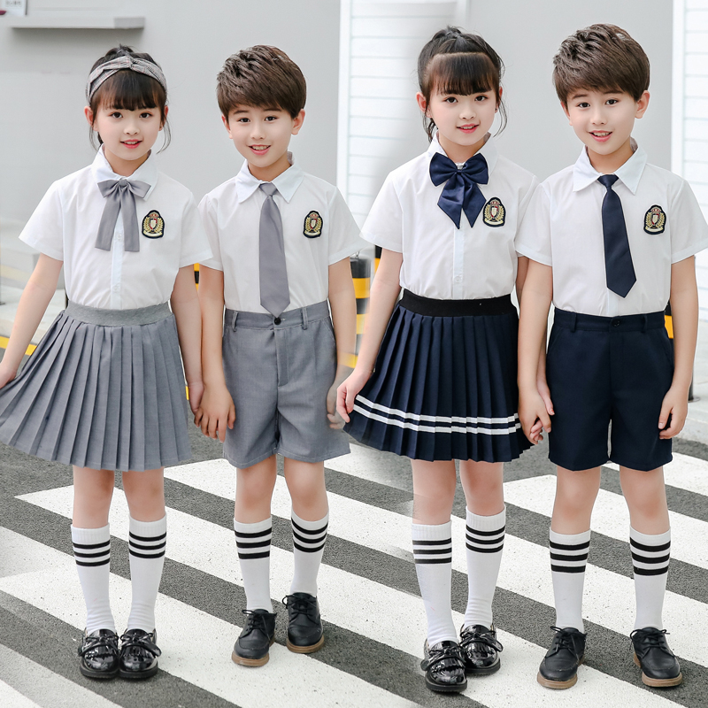 幼儿园园服夏季短袖衬衫韩版小学生校服毕业照套装儿童英伦风班服