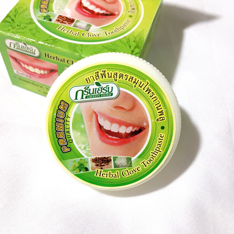 泰国牙粉greenherb椰子清洁亮白牙齿牙粉