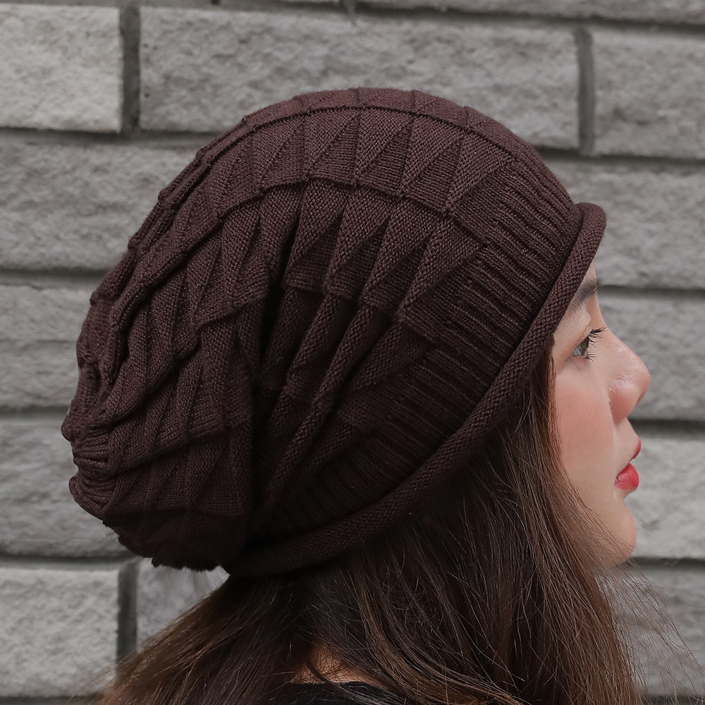 黑色毛线帽女针织秋冬季堆堆包头帽加百搭韩版帽子