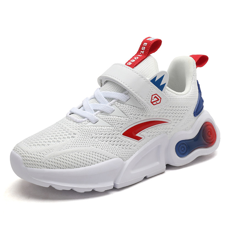 七波辉男童小白鞋春秋2021新款透气网鞋儿童鞋子男中大童运动鞋潮