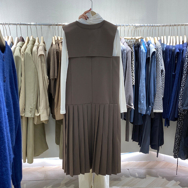 晴天街-我的省钱街 女装 allo韩国2020秋新款宽松显瘦时尚拼接百褶