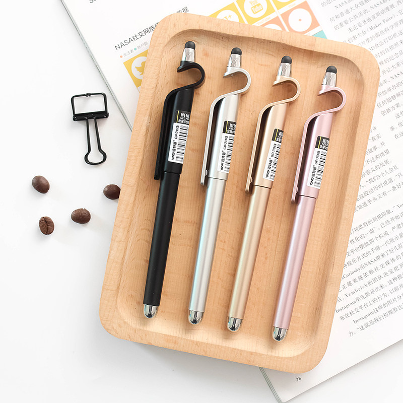 网红同款多功能签字笔中性笔手机支架触屏05mm黑色中性笔