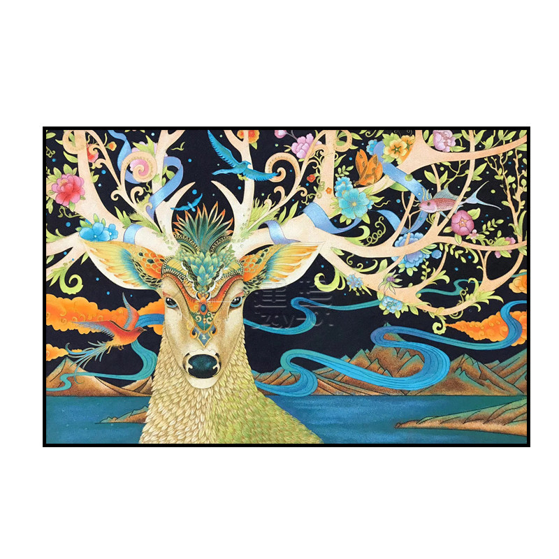 春鹿浮世绘支持挂画成品插画工艺掐丝景泰蓝制作现代装饰画