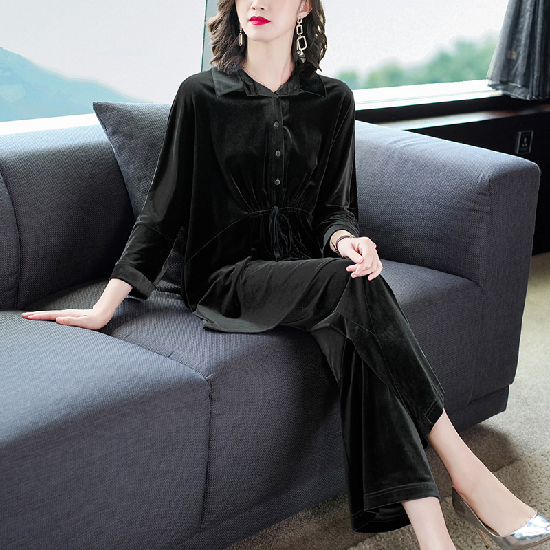 金丝绒套装秋冬2021新款女装高端洋气宽松时尚时尚套装