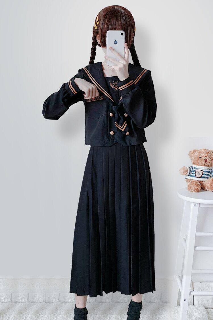 小瑾原创皇家上将正统jk制服日系水手服暗黑不良少女学生长裙班服