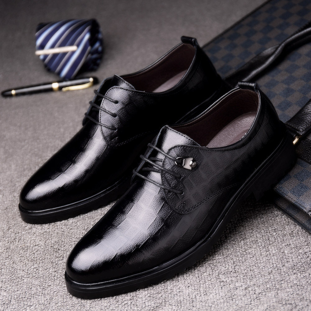 皮鞋男士小皮鞋正装韩版夏季休闲真皮英伦商务黑色男鞋软面皮潮