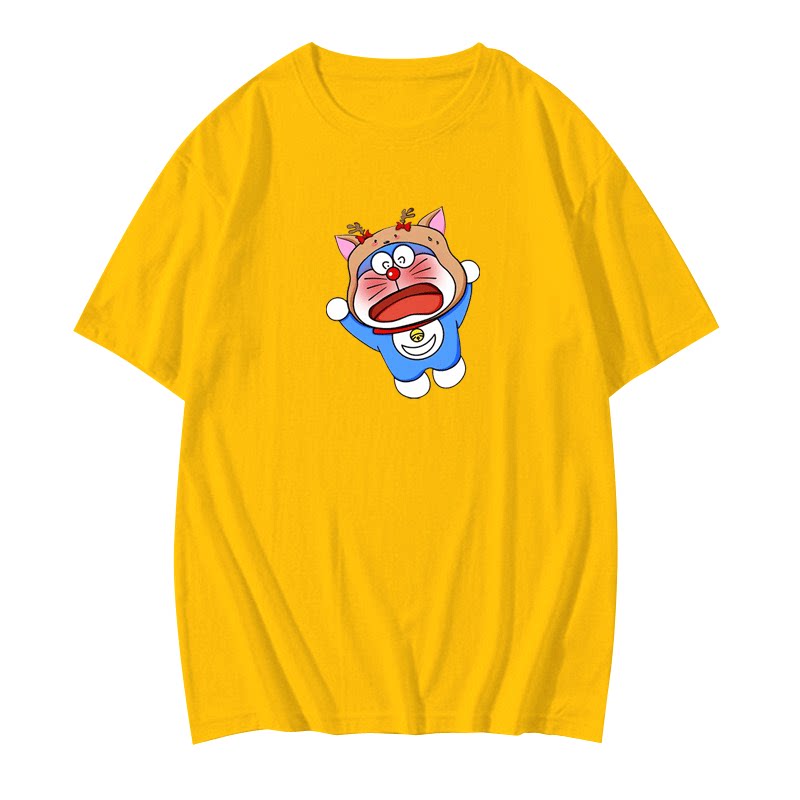 哆啦梦卡通机器猫小叮当cos动画男女情侣夏季定制短袖半袖纯棉t恤