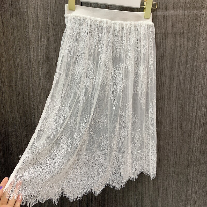 2021夏季新款蕾丝透视裙子内衬半身单层打底半身裙