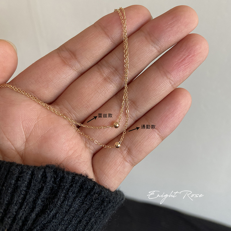 招财转运小金豆手链 美国14K包金极细圆金珠手饰女 ins简约不掉色 - 图3