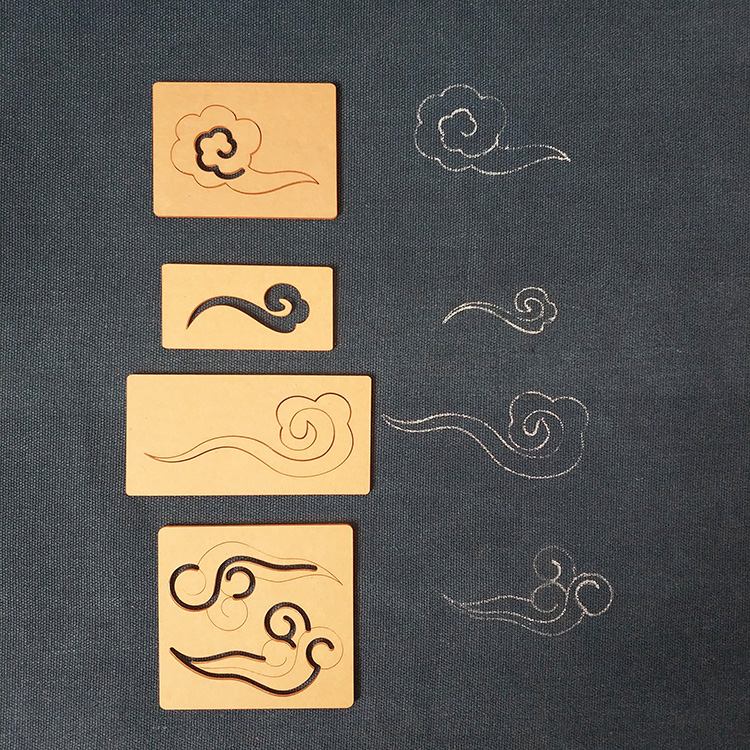 云纹纹样透明刺绣布艺diy手工国风传统中国尺子