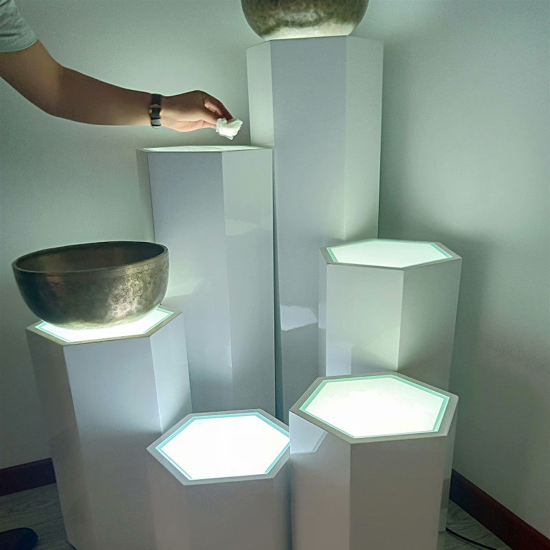 精品六角发光展示台产品展台净水机智能烤漆飞机商用展示柜