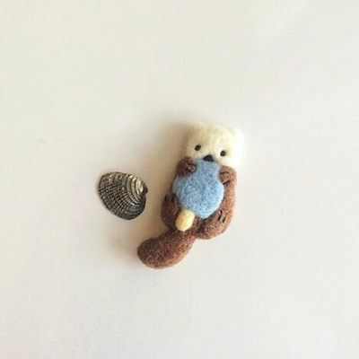 毛毡戳戳棒冰水獭胸针情人圣诞节礼物手工缝纫diy材料套装