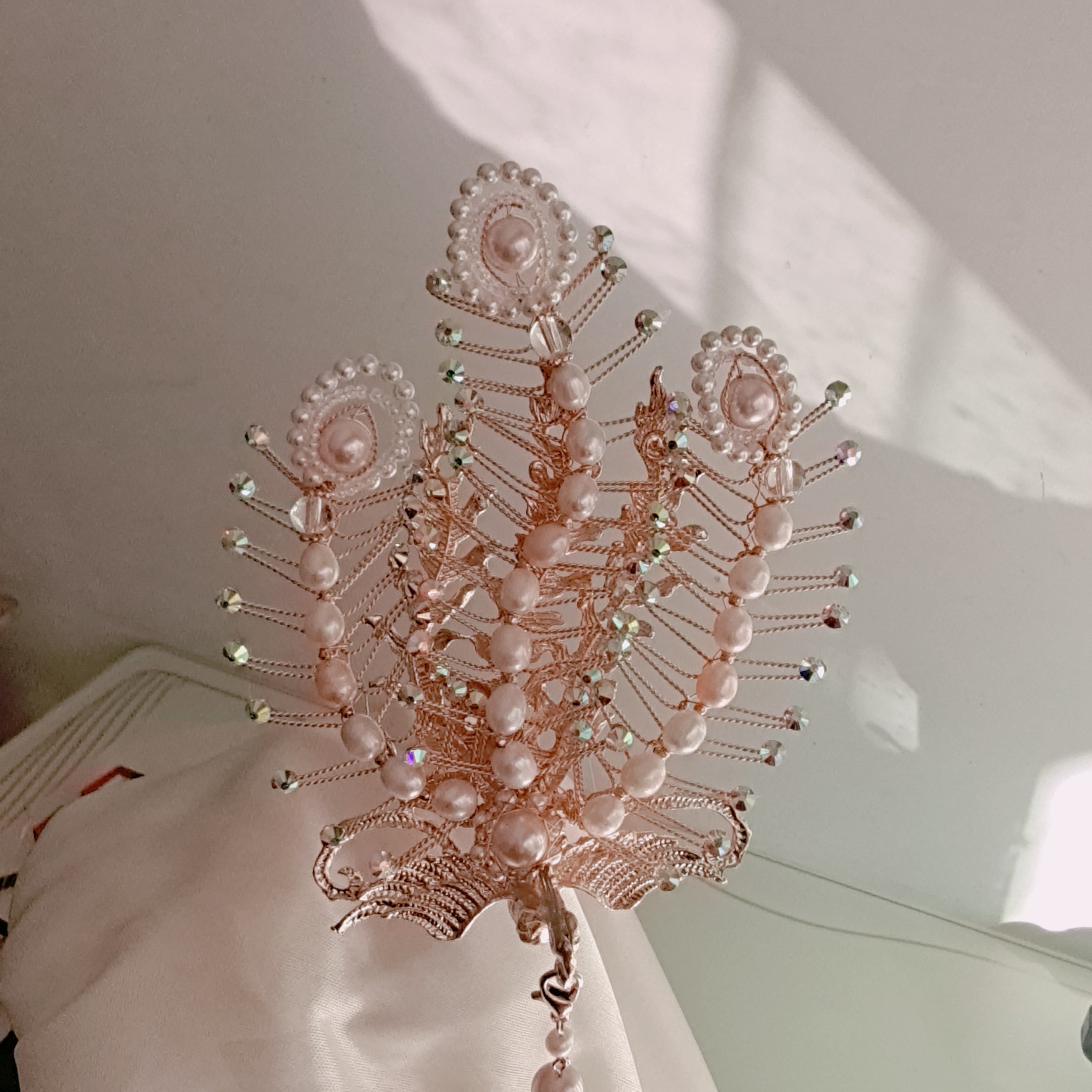 金丝凤山居秋暝原创手工掐丝凤冠天然珍珠偏凤侧凤发冠宝钗