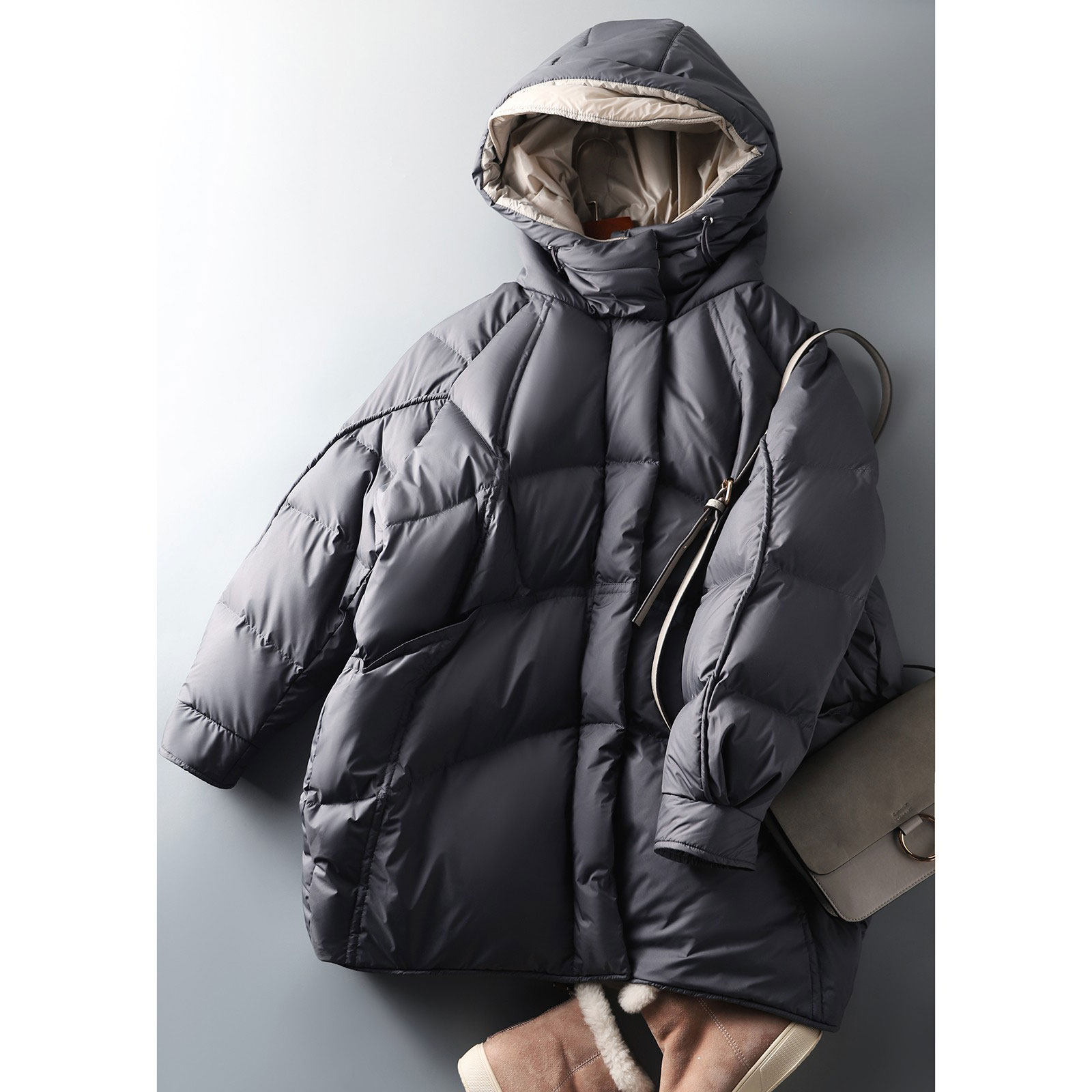 羽绒服中长连帽鹅绒轻柔白鹅绒上身穿上云朵暖软羽绒服