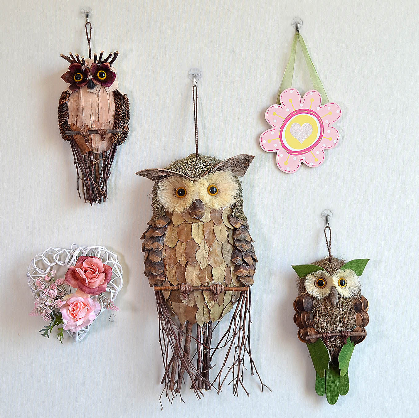 创意草编猫头鹰壁挂幼儿园环创背景背景墙墙面装饰品壁饰