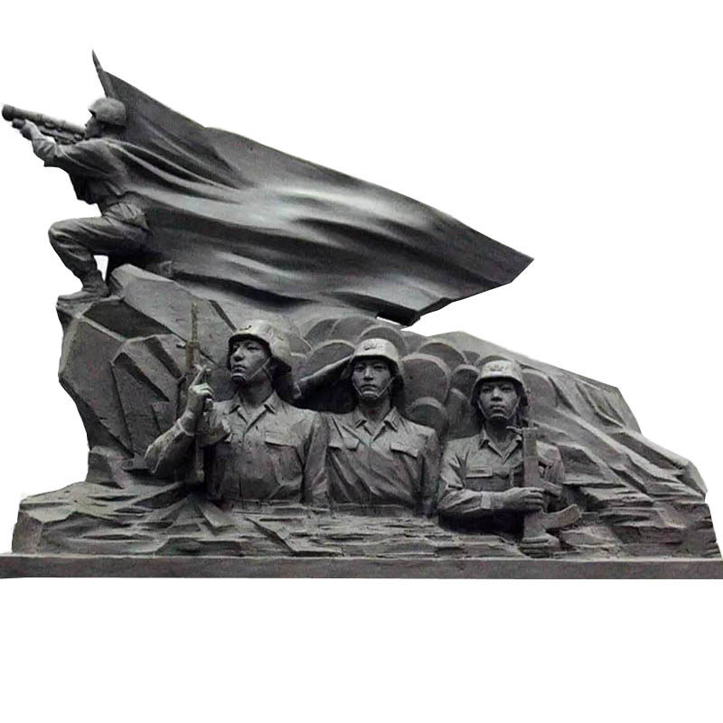 大型军事抗战战争人物玻璃钢制作铸铜雕像园林摆件