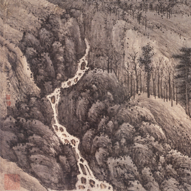 高岑江山无尽图卷国画写意花鸟画山水画微喷装饰画国画