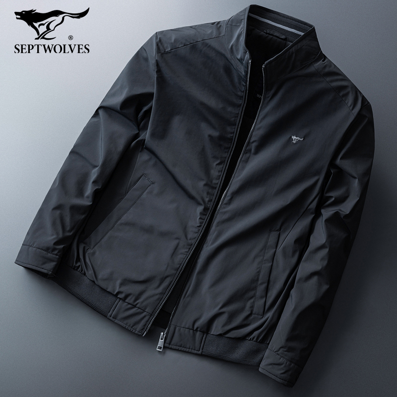 七匹狼夹克男秋冬商务休闲外套立领百搭风衣中青年高端弹力外衣潮