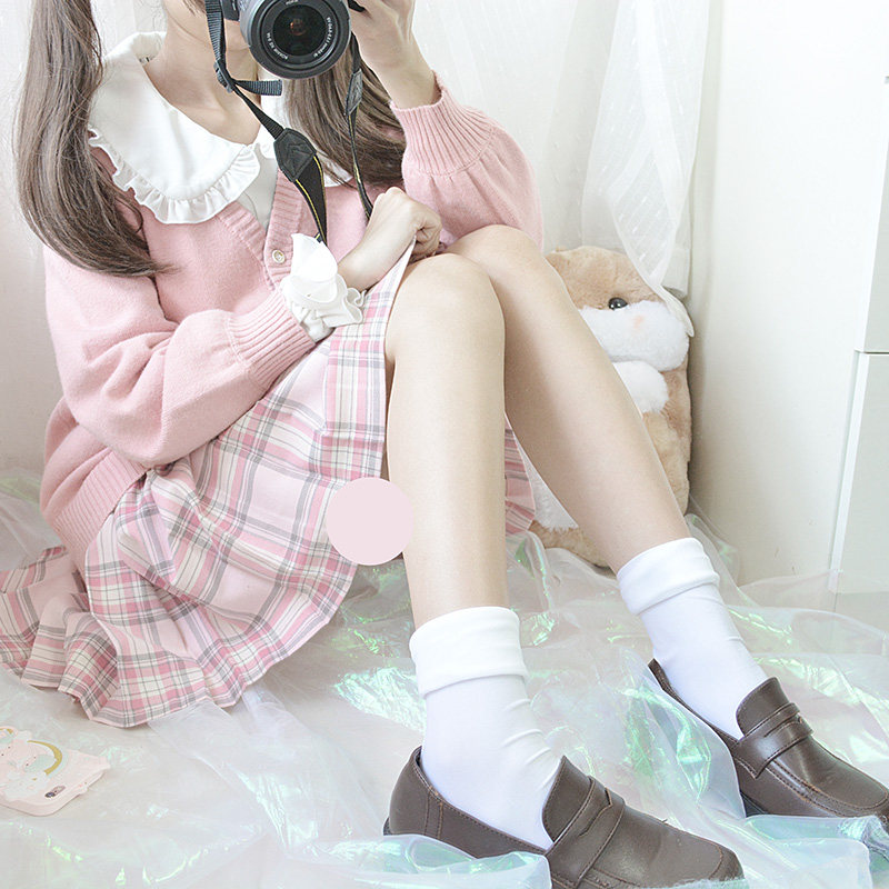 天鹅绒日系堆堆长筒丝袜白丝袜软妹小腿筒袜中筒中筒袜