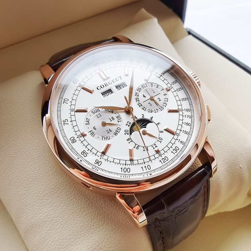 时尚潮流男士手表2021新款牛皮飞行员手表男多功能自动机械表男表