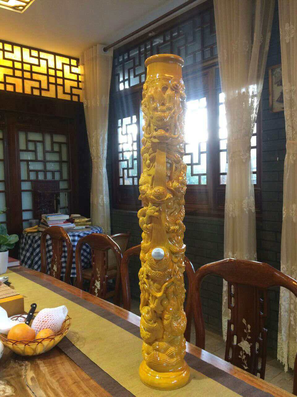 红豆杉/榧木 烟筒 水烟筒 云南 实木 雕刻龙纹白族工艺收藏品礼品