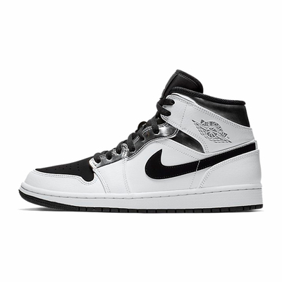 air jordan 1 mid aj1中帮黑白 金属液态银 小伦纳德 554724-121
