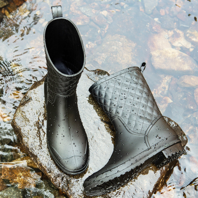 防水中筒雨鞋时尚款外穿水防滑雨靴女韩版轻便雨鞋