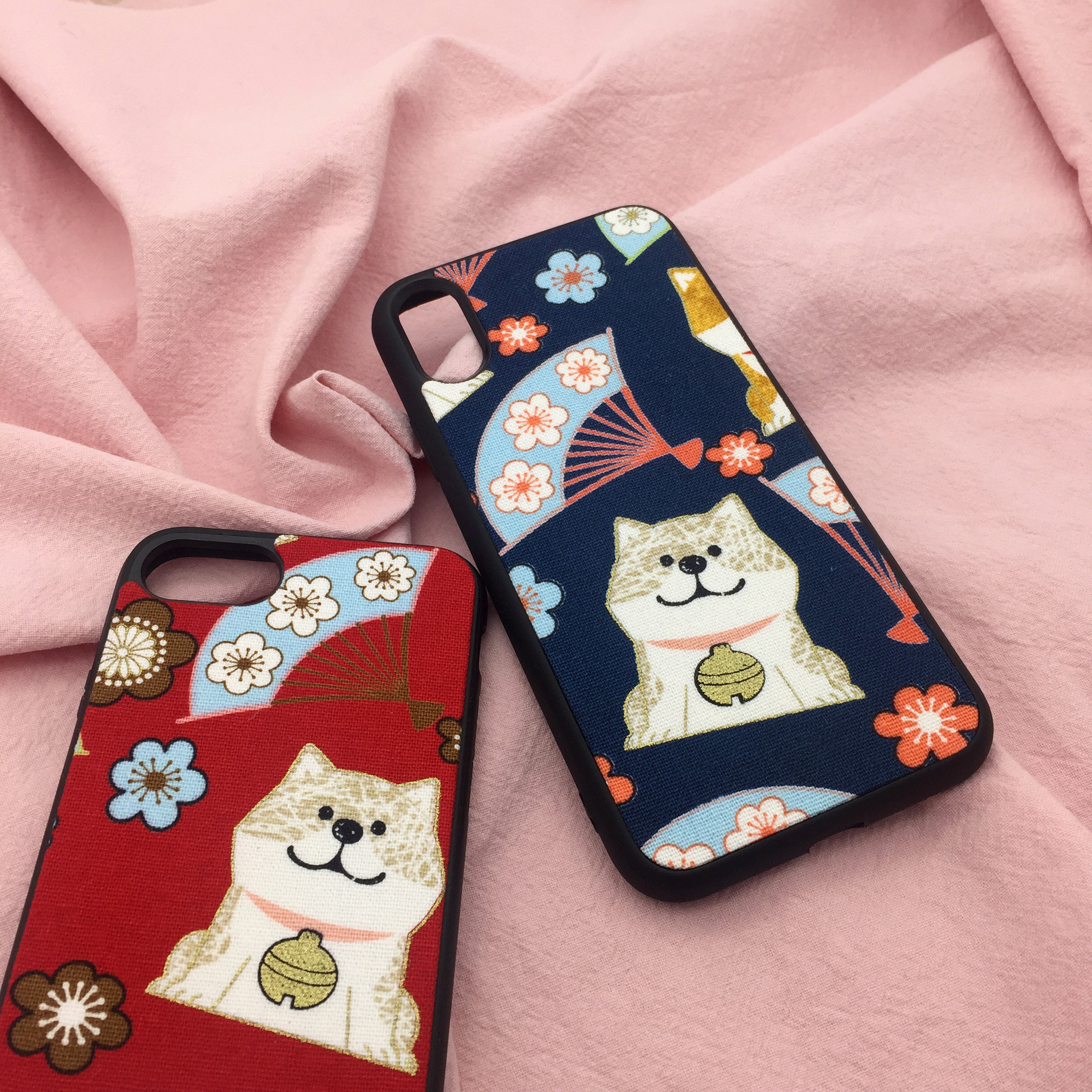 和风柴犬全包手工布艺手机机壳适用于iphone1311promax手机保护套