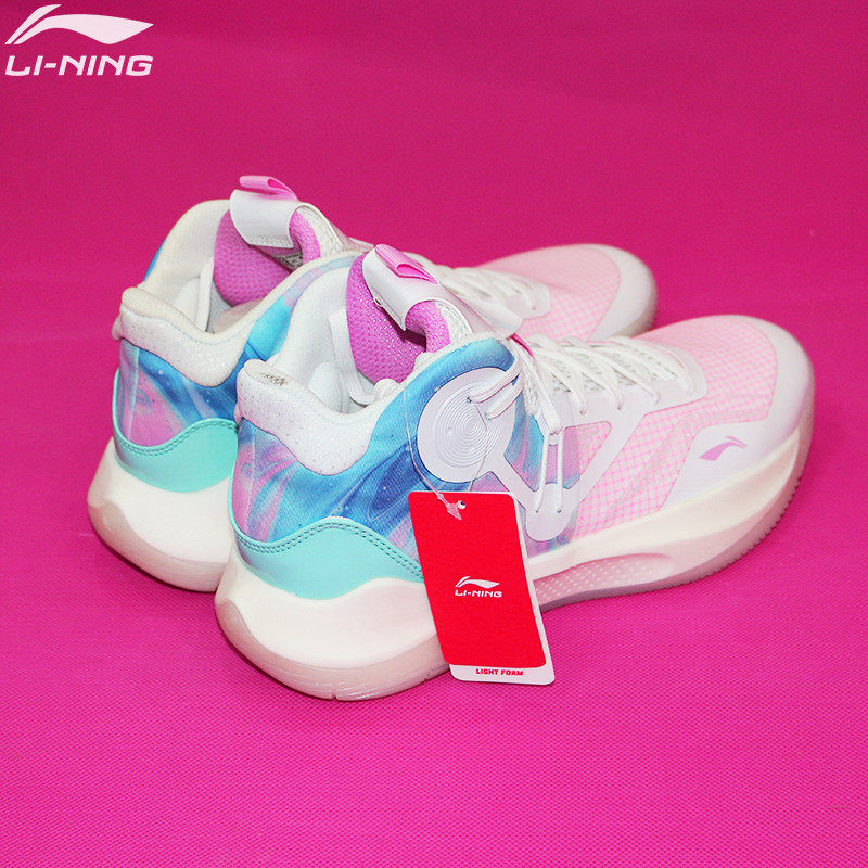 李宁音速9篮球鞋男鞋减震运动鞋樱花粉冰淇淋配色运动鞋abpr017