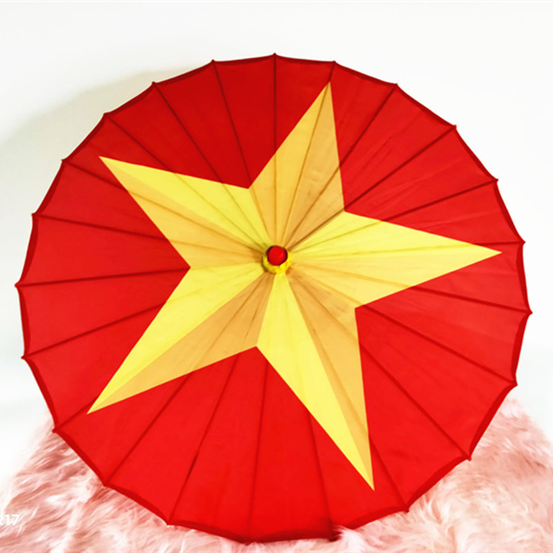 舞蹈演出伞红歌伞红色五角星六一元旦表演我和工艺伞