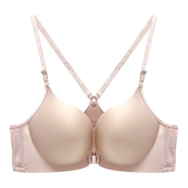 珀依兰 无钢圈前扣女文胸运动型背心式一片式舒适无痕聚拢内衣秋