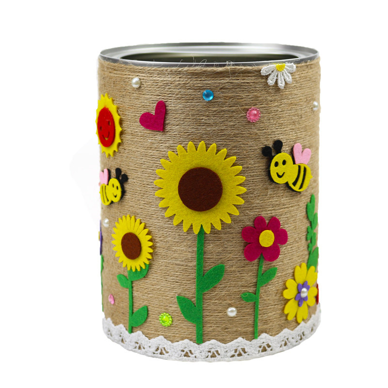 麻绳手工diy花瓶编织绳子幼儿园花盆制作材料手工创意粘贴类