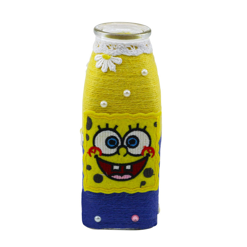 手工麻绳玻璃自制幼儿园成品编织装饰瓶子创意手工创意粘贴类