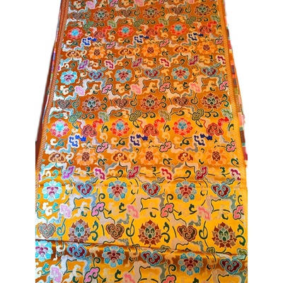 藏式黄色祥云莲花锦缎丝绸装饰佛卓支持定制宽度73厘米长一米的价