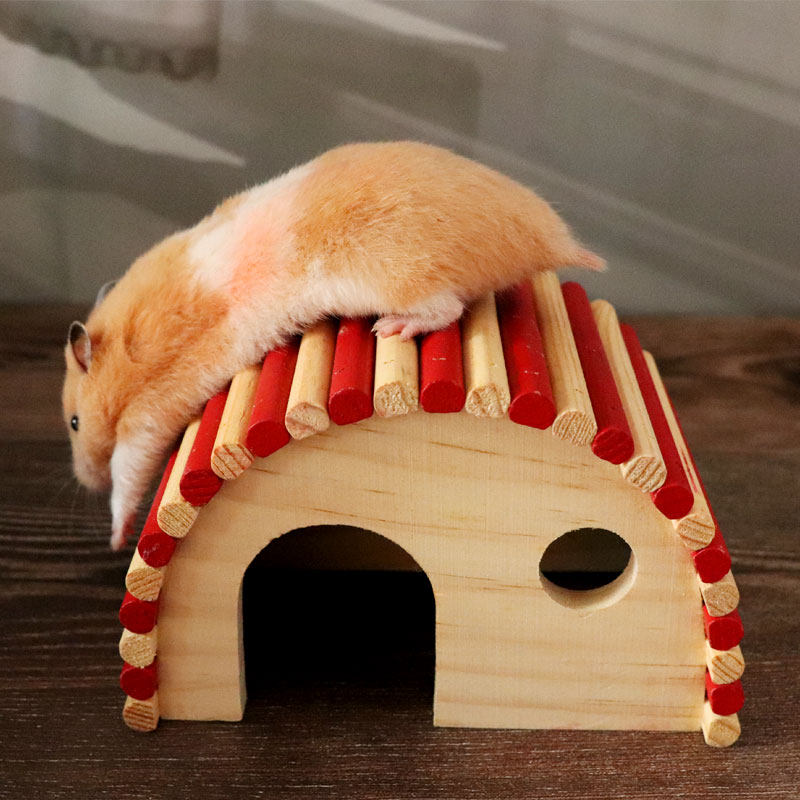花枝仓鼠房子实木无底鼠蜜袋金丝熊别墅木屋小宠窝