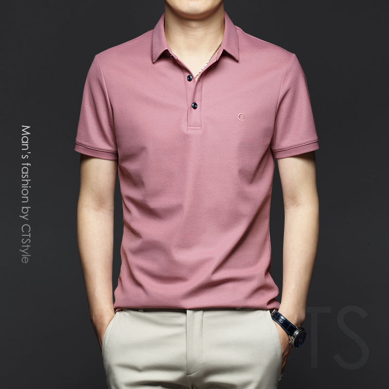 夏季男士翻领短袖T恤丝光棉POLO衫高端2022新款半袖男装冰丝夏装