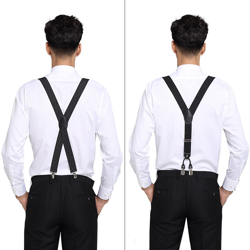 背带男士西装衬衫西裤老人裤子松紧腰带