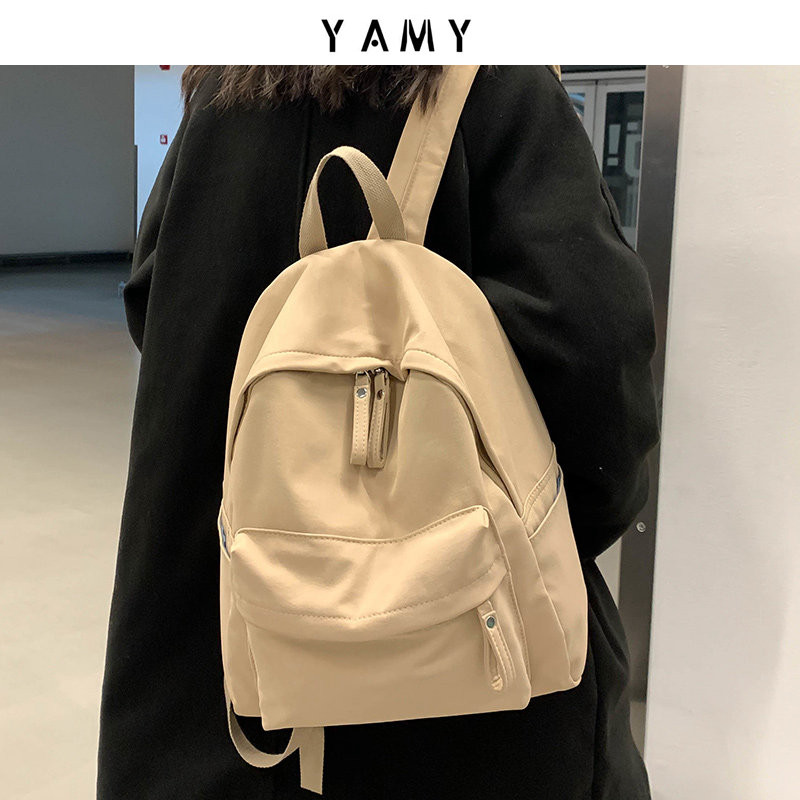 花曦书包女夏大学生高中生初中少女小双肩包黑色女士简约女生背包