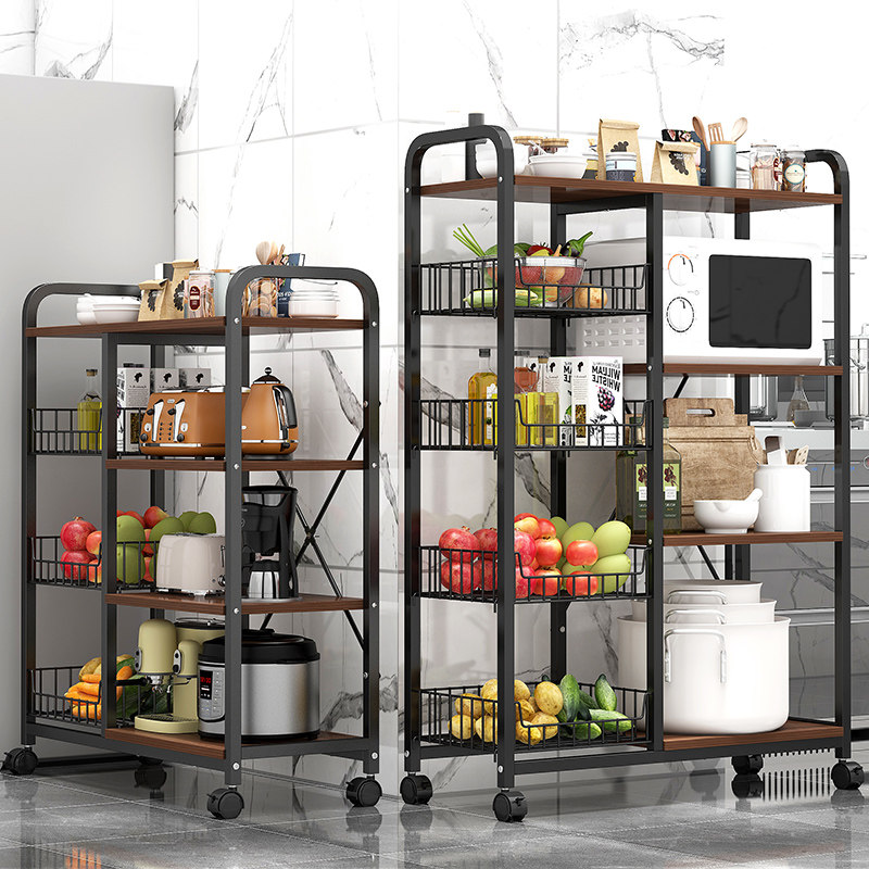 可移动厨房置物架落地多层收纳微波炉烤箱架子多功能厨房置物架