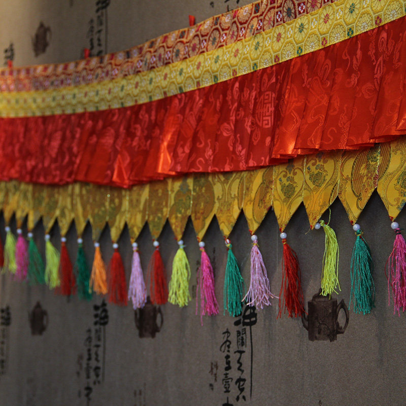 藏传佛教密宗围普围桌围幔红色布置佛堂装饰寺庙其他