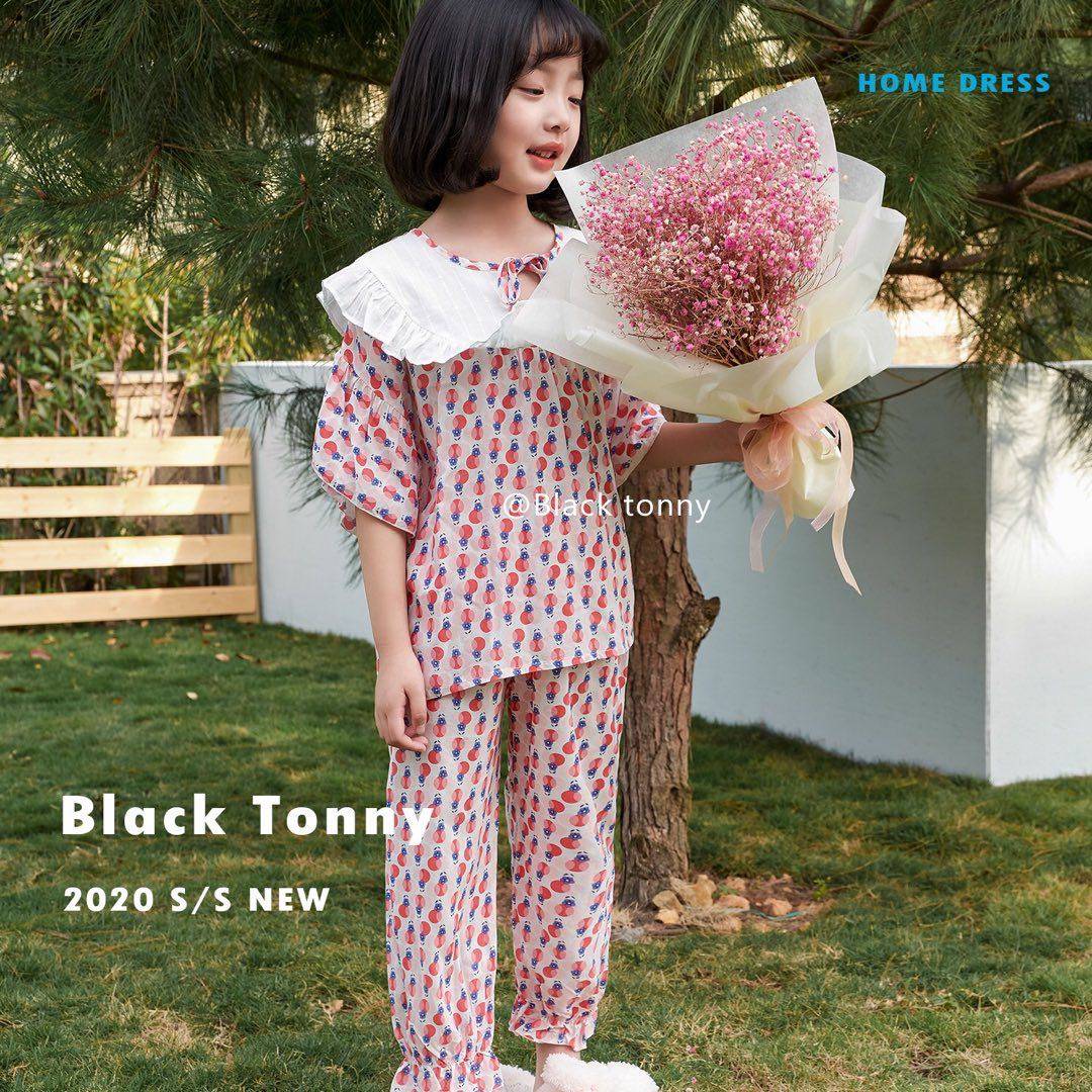 2020夏小黑托昵家居服女童公主短袖衣裙家居服套装