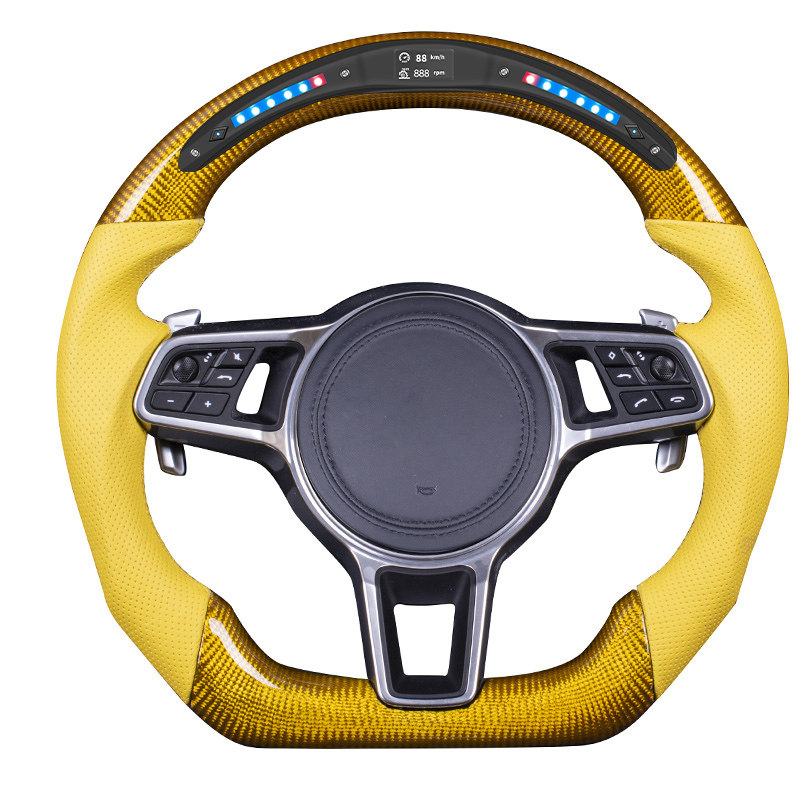 适用于保时捷帕拉梅拉卡曼卡宴玛卡改装led竞速碳纤方向盘