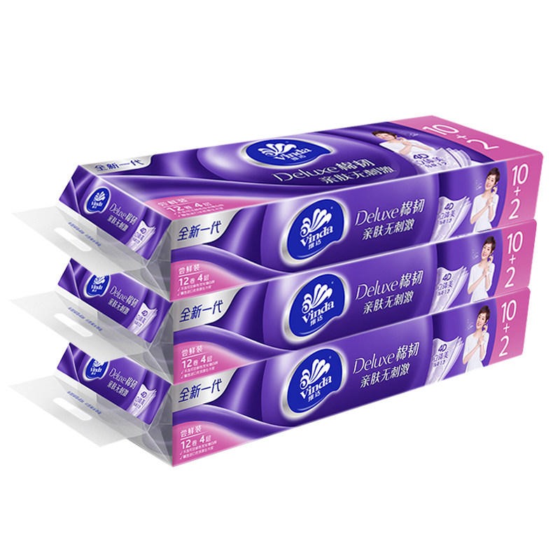 维达卷纸立体美家用实惠纸巾4层110克12卷卫生纸卷筒纸