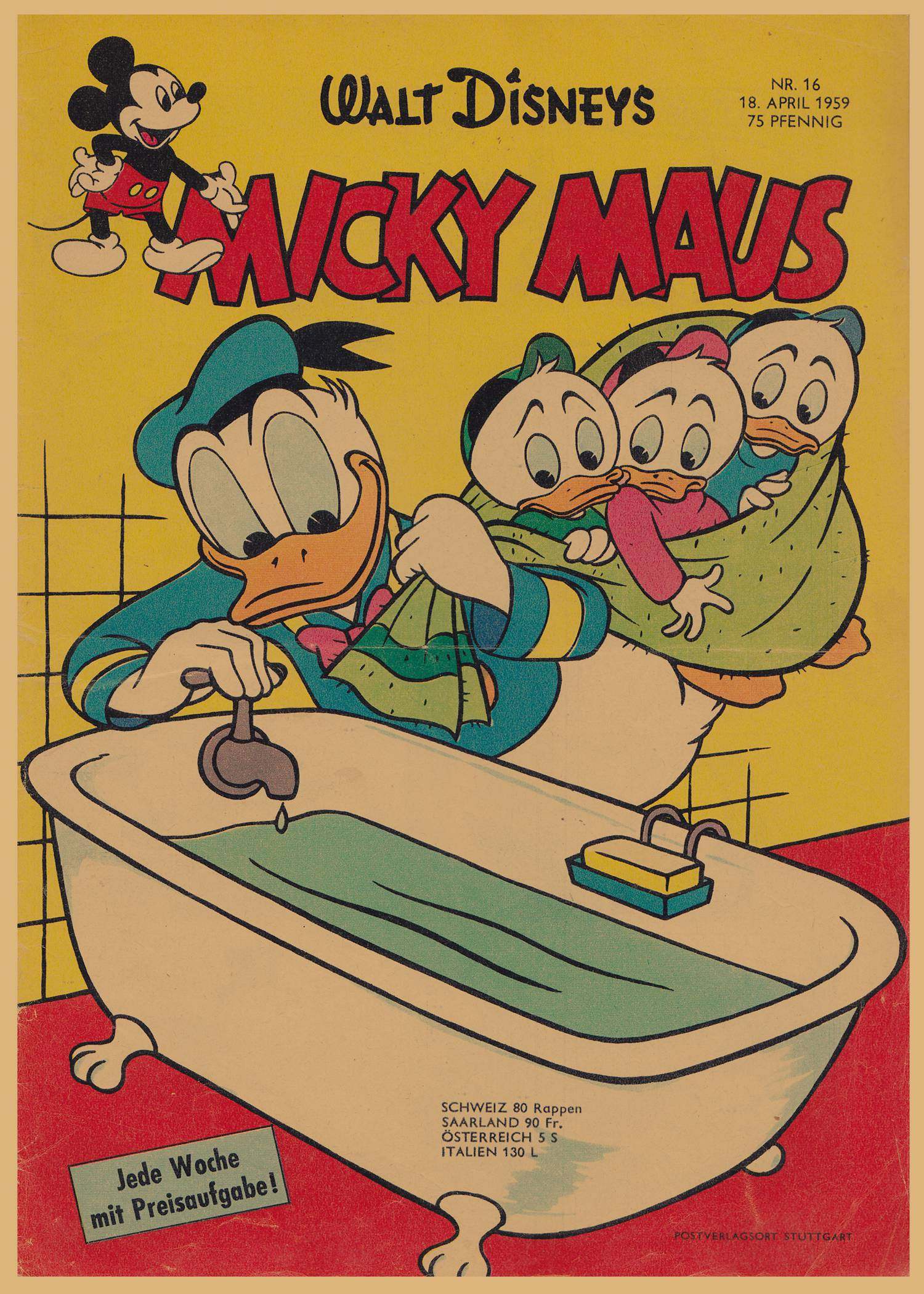 米老鼠唐老鸭复古牛皮纸海报迪士尼动画vintage卡通装饰现代装饰画