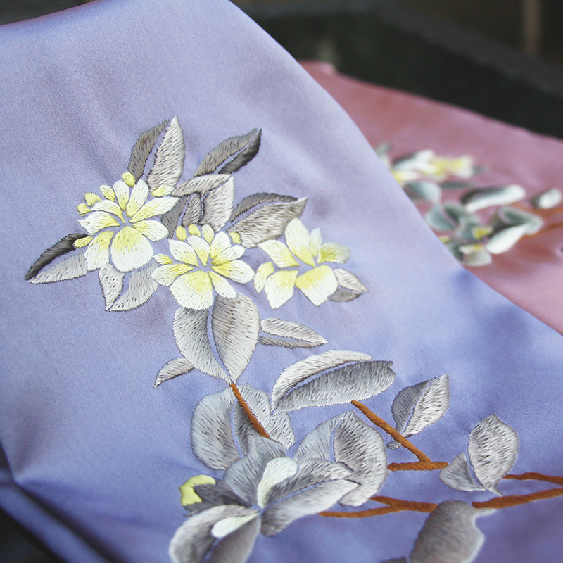 苏州好风风光真丝丝手茉莉花丝巾双面刺绣丝绸刺绣