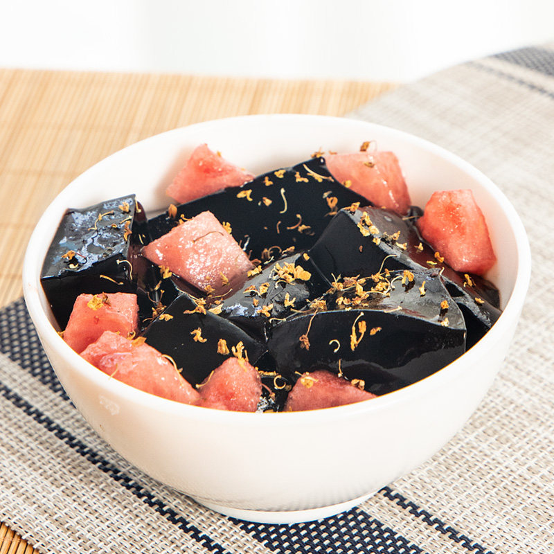 鲜活烧仙草粉布丁果冻果凝粉黑凉粉1kg包装珍珠奶茶粉